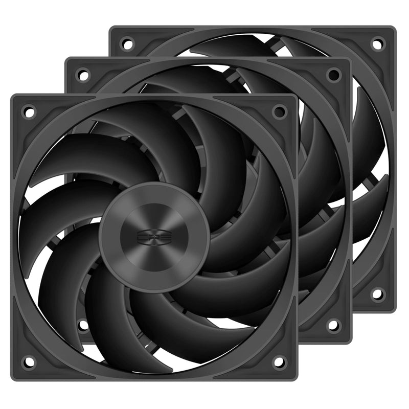 PCCOOLER 3in1 120mm Case Fan, 3 Packs F5 R120 2200RPM FDB Computer PC Fans PWM 4-Pin FDB Daisy Chain Case Fans, 86CFM 3.2mmH2O 3 Mode Computer Fan for CPU Liquid Cooler, Air Cooler Black 3 Pack
