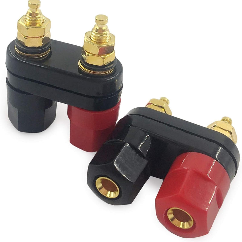 2Pcs Banana Plug Jack 2-Way Gold Plated Terminal Binding Post Power Amplifier Insulated