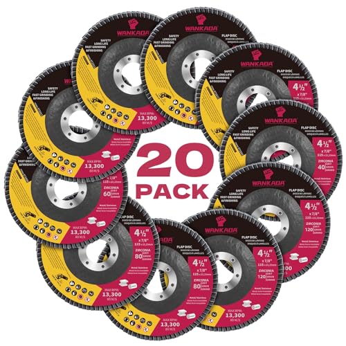 40/60/80/120 Mixed Grit Zirconia Flap Disc 4-1/2" x 7/8-Inch Abrasive Sanding Disc Bevel Type 29 Angle Grinder Edge Grinding Wheel for Stainless Steel and Metal (Pack of 20)