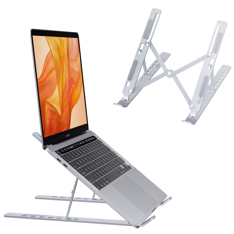 GOLDPRO Portable Laptop Stand Ultralight Aluminum Alloy Adjustable Laptop Stand Deal Laptop Riser for Desk or Travel Computer Stand for Laptop 7 Holes 9.8 Inches-Sliver TS06Silver