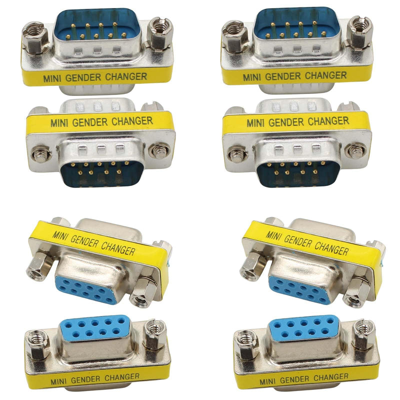 RS232 Serial Gender Changer 8-Pack 9 Pin DB9 Male to Male and Female to Female Adapter Coupler Connector for RS232 Serial Cable