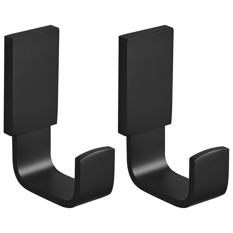 BESy Brass Clothes Hook Single Towel Hook for Bathroom Kitchen Garage Square Style Robe Hooks Coat and Hat Hook, Wall Mounted with Screws, Two Packs, Matte Black 2 Pack