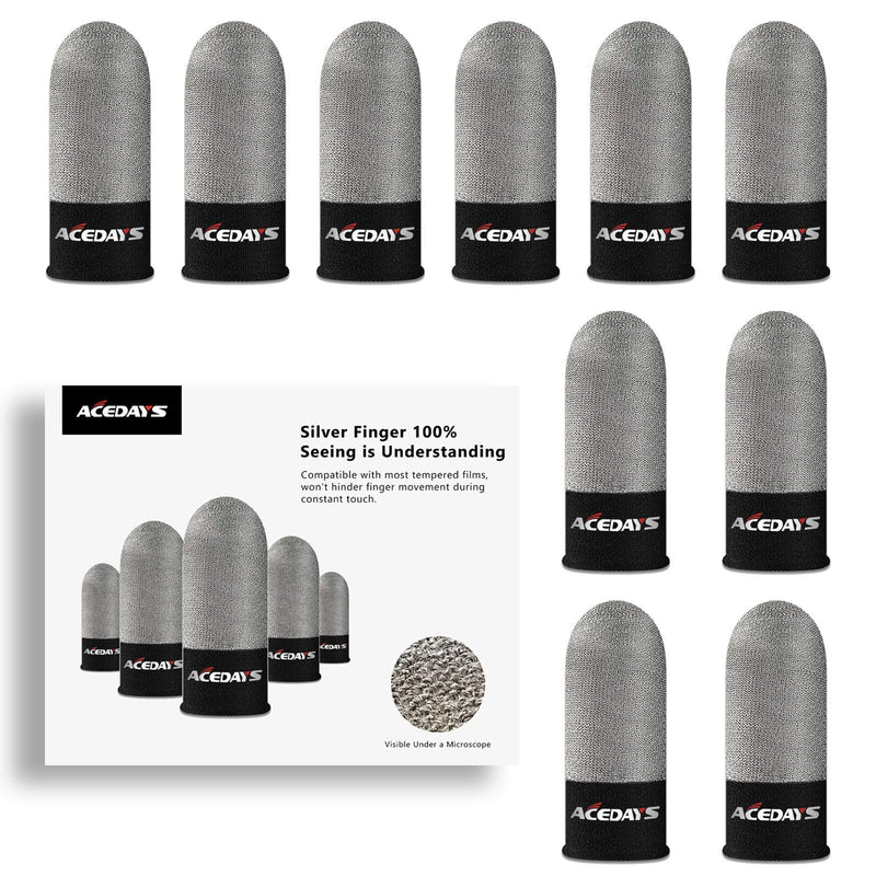 Gaming Finger Sleeves,100% Visible Silver Fibers,Just Right Pressure/Breathable/Sweatproof,Gaming Gloves for PUBG Mobile/Knives Out/Call of Duty Mobile（10pcs） M