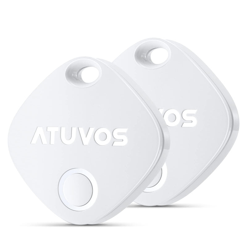 ATUVOS Luggage Tracker & Key Finder 2 Pack, Smart Bluetooth Tracker Pairs with Apple Find My (iOS Only), Item Finders for Key, Wallet, Suitcases, Bags, Waterproof IP67, Replaceable Battery, Anti-Lost 2-pack