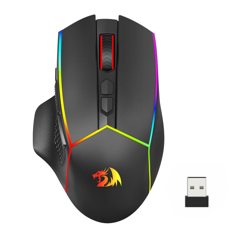 Redragon Wireless Gaming Mouse, Tri-Mode 2.4G/USB-C/Bluetooth Ergonomic Mouse Gaming, 8000 DPI, RGB Backlit, Fully Programmable, Rechargeable Wireless Computer Mouse for Laptop PC Mac, M814 M814-PRO