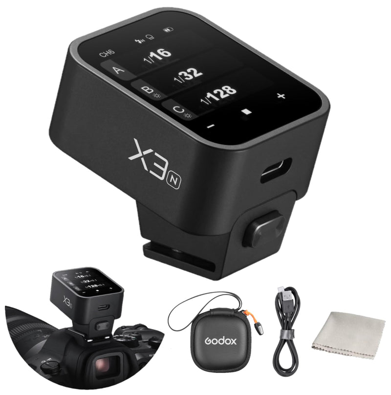 Godox X3N X3 N X3-N 𝗧𝗼𝘂𝗰𝗵𝘀𝗰𝗿𝗲𝗲𝗻 TTL Wireless Flash Trigger for Nikon Camera, with TCM Conversion 2.4G 1/8000s HSS,Built-in 3.7V 850mAh Li-Ion Battery (X2T-N,XPro-N,XProII-N,Upgrade Version)