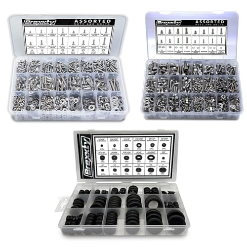3 in 1 Rubber Grommets for Wiring in 18 Different Sizes (125 Pcs), Nuts and Bolts Assortment Kit (900 Pcs) & Metric Nuts and Bolts Screws Kit in 30 Sizes (890pcs)