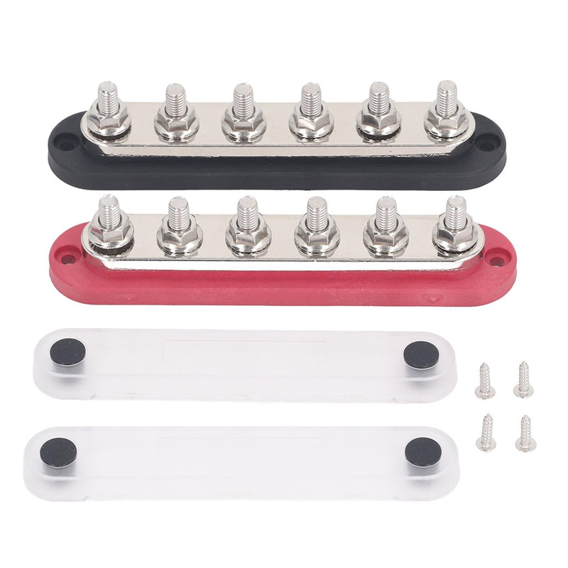 SEAFRONT 2pcs M8 300A 12-48V Busbar Power Distribution Block Automotive Marine Battery Busbar Terminal Block with Cover