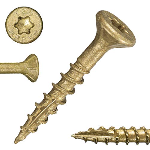 Tan XL1500 Coated Exterior Star Drive Multi-Purpose Deck Screws, 5lb, Approx. 894 Pieces - #9 x 1-1/4" Screws with Protective Coating, Decking Screws for Construction, Repair #9 x 1-1/4" 5lb 5 LB