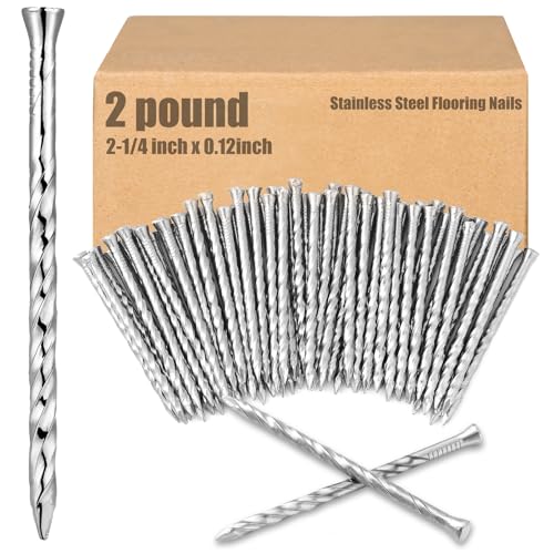 Tandefio 300 Pcs Stainless Steel Flooring Nails, 2-1/4 Inches, Silver