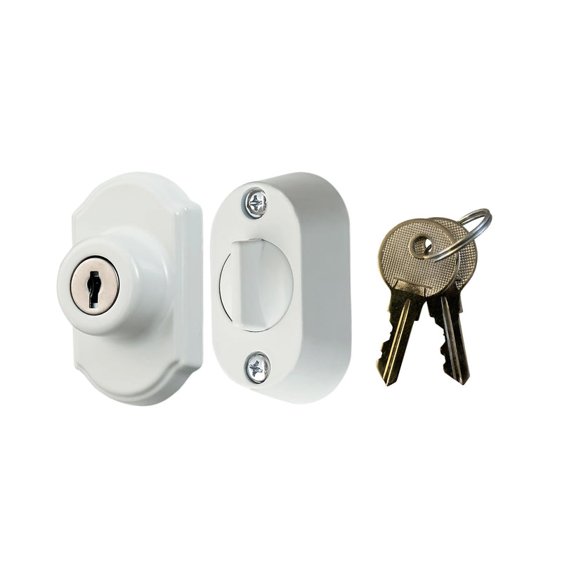 Ideal Security Model 703 Keyed Deadbolt for Storm and Screen Doors, White