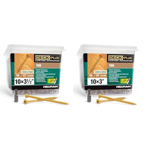 Deck Plus 48422 Wood Screws #10 x 3-1/2", Tan, 5lb Box & 48419 Wood Screws #10 x 3, Tan, 5lb Box