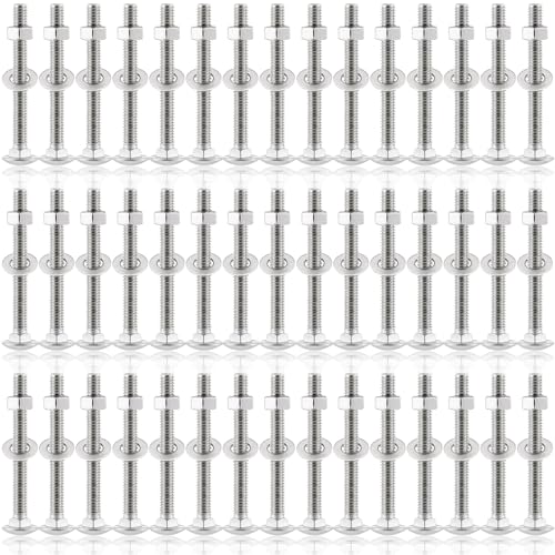 Zonon 50 Sets 5/16-18 x 2-1/2" Carriage Bolts and Nuts Kit,Silver 5/16-18 x 2-1/2" Silver