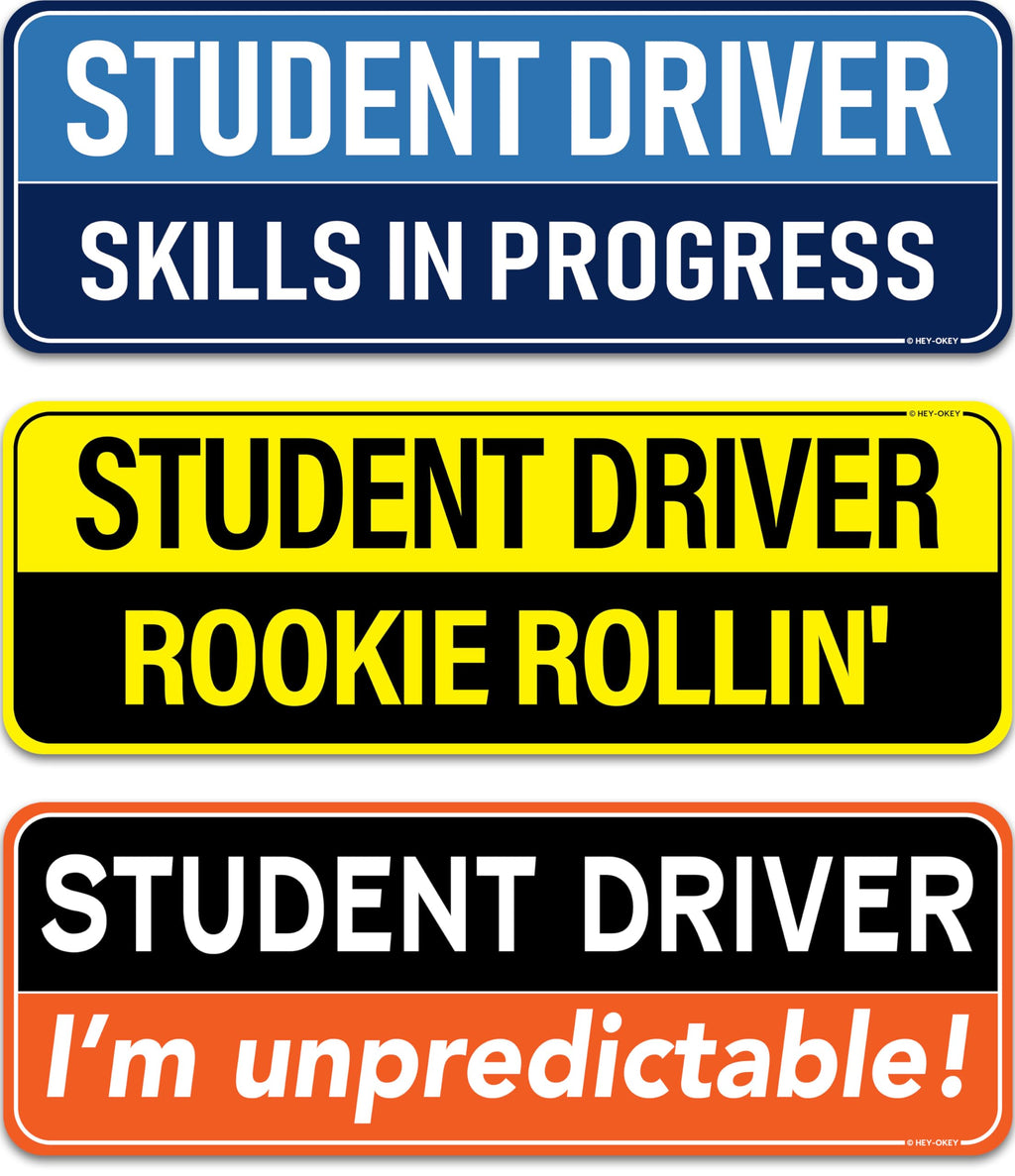 Student Driver Magnet for Car - Funny 3-Pack Please Be Patient Reflective Magnetic Bumper Sticker Set - Removable Novice Rookie Safety Attention Sign - Weather-Resistant - 10 x 3.5 inch Student Men #1