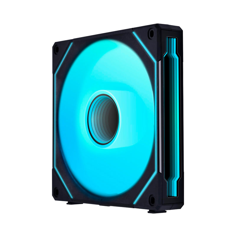 Lian Li UNI Fan SL-Infinity 140 Reverse Blade-Single Pack-ARGB Fan-Daisy-Chain Design-Infinity Mirror-Customizable Lighting Effects-Without Controller-Black-(14RSLIN1B) SLIN140-R Reverse Single Pack Black