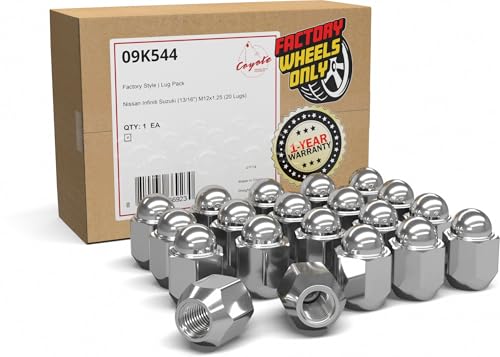 Wheel Accessories Parts 20 Pcs M12x1.25 12x1.25 Thread OEM Style Lug Nuts 1.2" Long Chrome 13/16" 21mm Hex Fits 2007+ Nissan Versa ｜ 2008+ Rouge ｜ 2011+ Leaf ｜ 40224-ZN50A ｜ 611-317