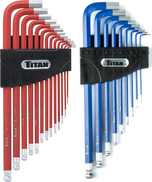 Titan 12764 22-Piece SAE and Metric Hex Key Set XL SAE/Metric