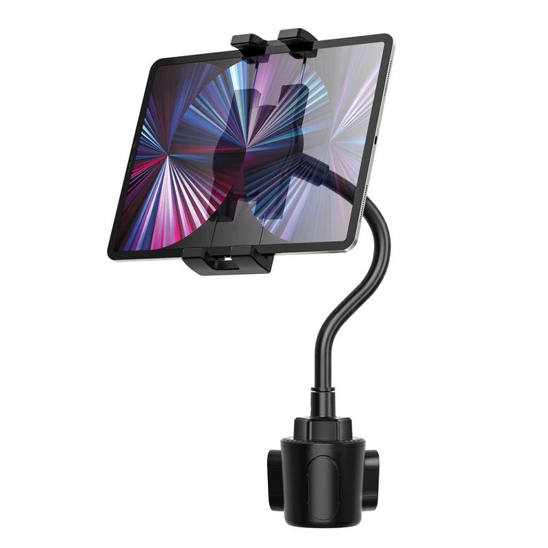Gooseneck Car Cup Holder Tablet Mount, Truck Tablet Holder Cupholder Mount [Flexible Stable Long Arm] for 4-12.9" Tablets & Phones, iPad Pro/Air/Mini, Galaxy Tab, Huawei, iPhone Series