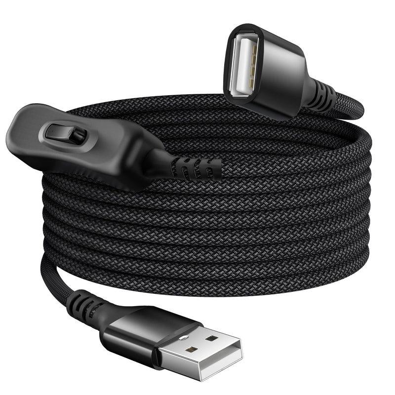 Itramax USB On Off Switch Cable 3.3FT,Inline USB Power Switch USBA Male to Female Extension Cord with Switch Upgraded Toggle Cable for PC,TV,Carplay,LED Strip,Desk Lamp,Fan,Light Black