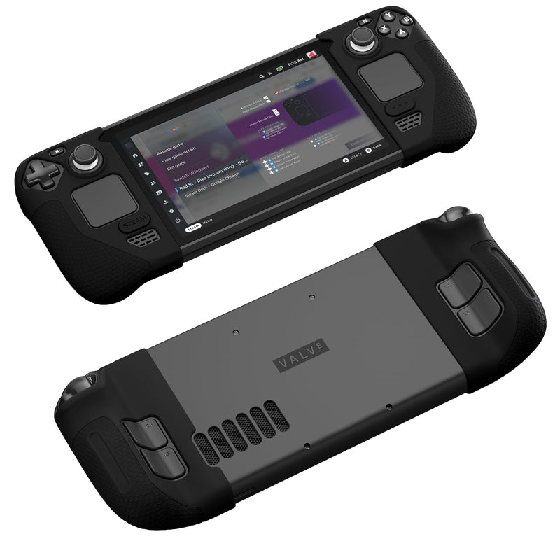 JSAUX Silicone Grip Protection Case for Steam Deck OLED and Steam Deck LCD, Steam Deck Grip, Steam Deck GripSkin, GripArmor Silicone Sleeve Set (one Left and one Right) - GP0016 Black