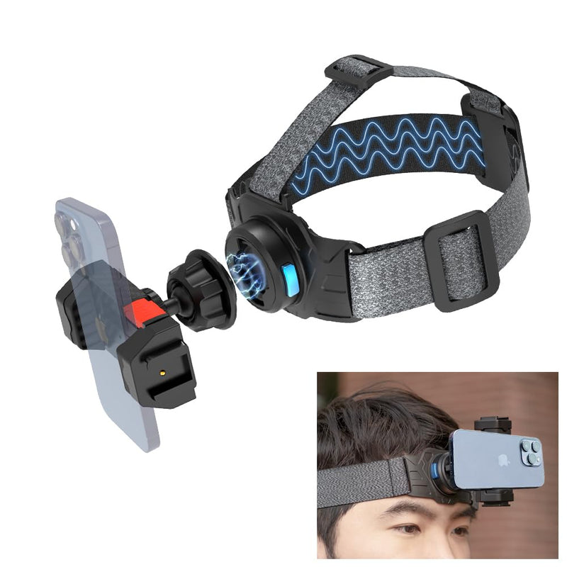 Head-Mounted Mobile Phone Holder,First-Person View Video Outdoor Live Shooting Bracket with Phone Clip(4"-7") for iPhone，Samsung,Huawei, All Smartphones Head Mount Strap
