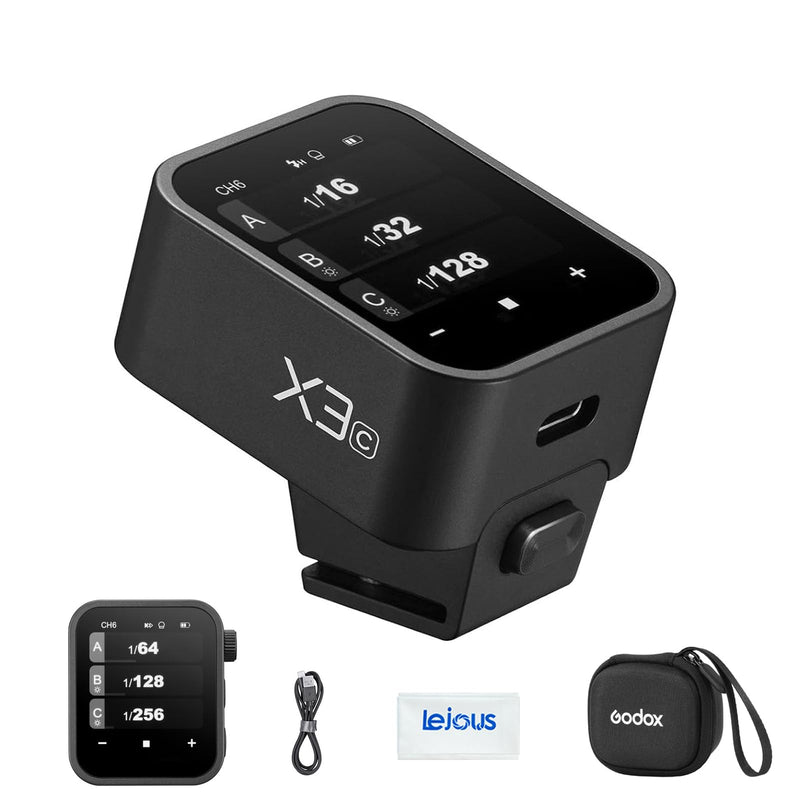 Godox X3-C X3C Touchscreen TTL Wireless Flash Trigger for Canon Camera, 1/8000s High Speed HSS Trigger Transmitter, Built-in Battery with USB-C Charge