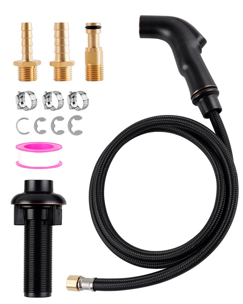 Universal Kitchen Sink Sprayer Head/Braided Hose/Holder, Oil Rubbed Bronze | Faucet Attachment Compatible with Moen Faucet Spray Replacement, Kitchen Sink Side Sprayers Sprayer Head/Hose/Holder Set