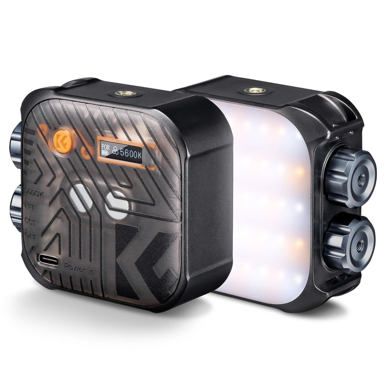 K&F CONCEPT Bi-Color LED Video Light, 2000mAh Rechargeable Portable Camera Lights, CRI 96+, 2500K-9900K, 15 Light Effects, Photography Lighting for Vlogging, Selfie, Black
