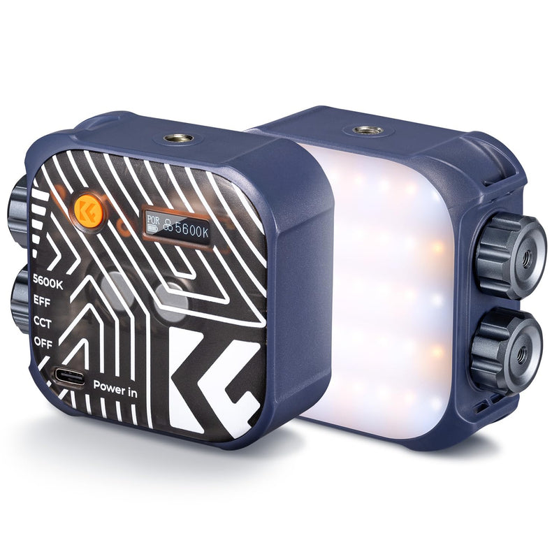 K&F CONCEPT Bi-Color LED Video Light, 2000mAh Rechargeable Portable Camera Lights, CRI 96+, 2500K-9900K, 15 Light Effects, Photography Lighting for Vlogging, Selfie, Blue