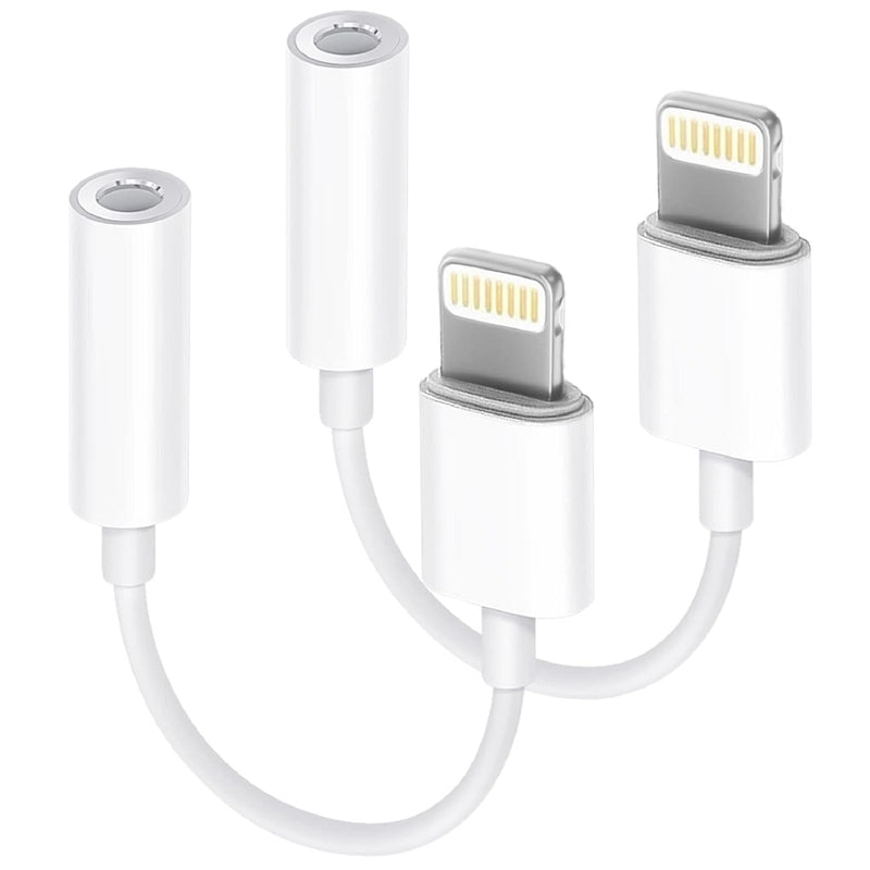 2 Pack Lightning to 3.5 mm Headphone Jack Adapter, [Apple MFi Certified] iPhone Dongle Adapter Converter Aux Audio Cable Compatible with iPhone 14/14 Plus/14 Pro/14 Pro Max/13/12/11/XR/XS/X/8/7/iPad 2 Pack White/Lightning to 3.5mm