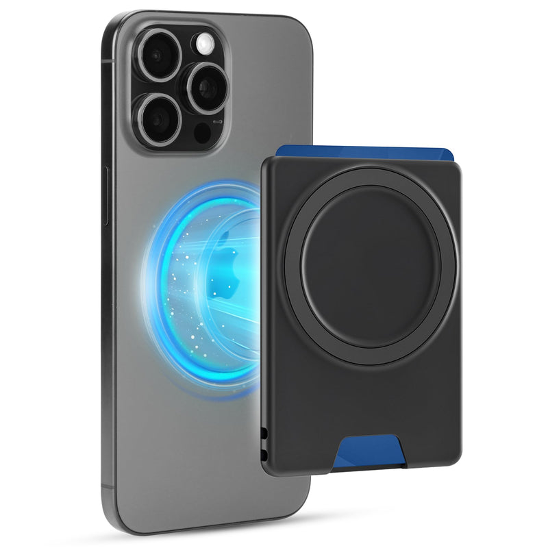 PROfezzion Magnetic Wallet with Double Magnets, Plastic Mag Safe Card Holder Slim Magnetic Phone Wallet Compatible with iPhone 15 14 13 12 Series & Mag Safe Case, Fit 2 Cards, Anti-Drop, Black