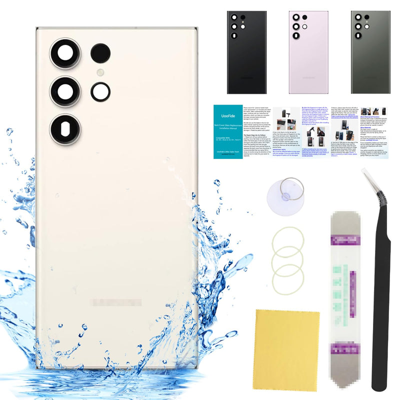 Compatible for Samsung Galaxy S23 Ultra Back Glass Cover Replacement 6.8-Inches SM-G918 All Carriers with Installation Manual + Repair Tool Kit (Cream) Cream