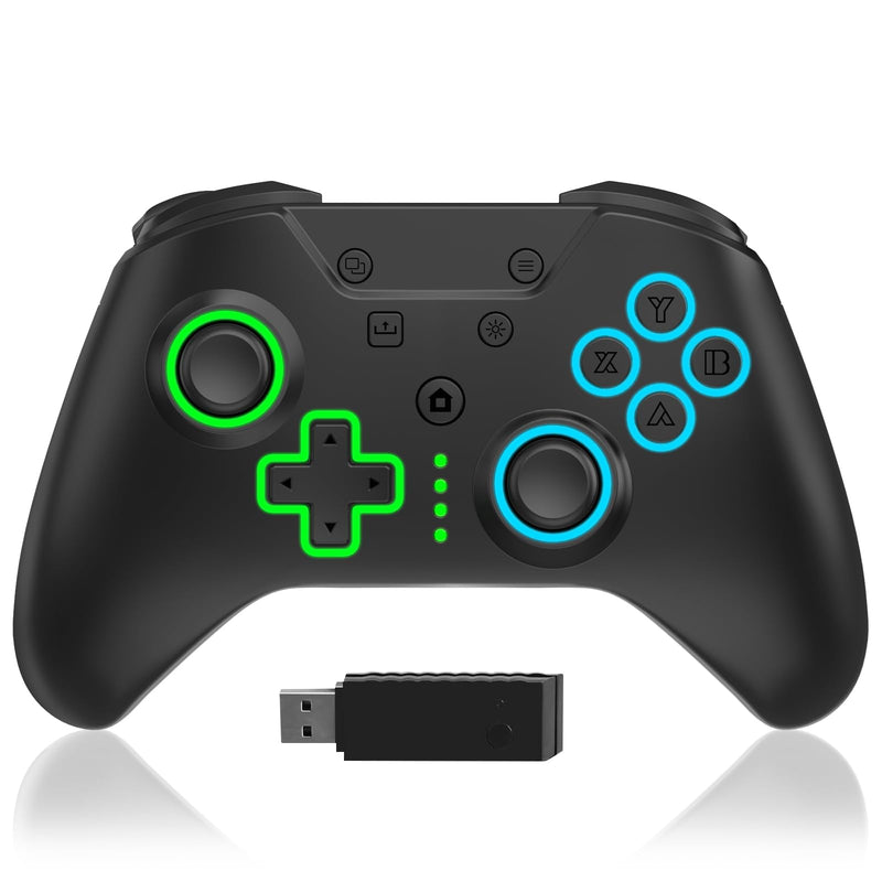 ADHJIE Xbox One Controller, 2.4GHz Wireless RGB LED Light Xbox Controller with 3.5mm Audio Headset Jack, Xbox One Controller with 900mAh Built-in Battery for Xbox One S/X Xbox One Series X/S, Black