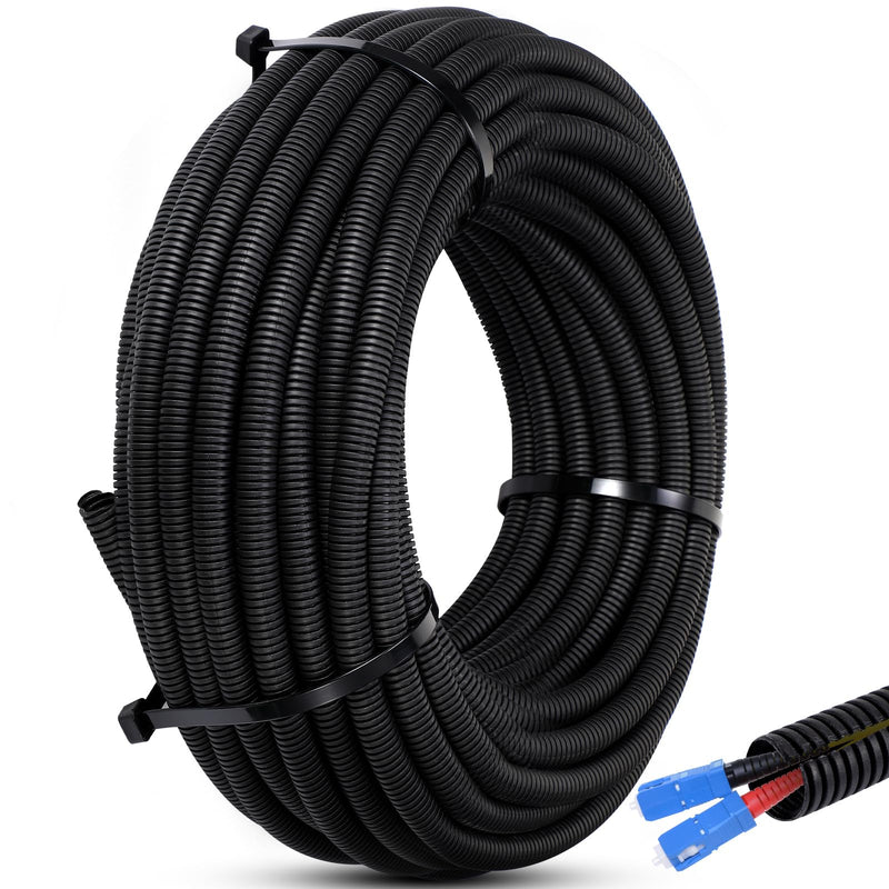 1 Inch x 20 ft Split Wire Loom Tubing Protector Flexible Conduit Hose Wire Protector Tubing Plastic Electric Wire Cover Automotive Wire Insulation Sleeves 1 Inch X 20 Ft