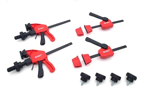 Taytools 12-Piece MFT Table Clamp Kit - 4" Vertical Clamps for Tables or Workbenches With 20mm Dog Holes - Includes Vertical and Horizontal Clamps, Bench Dogs, and Locking Knobs