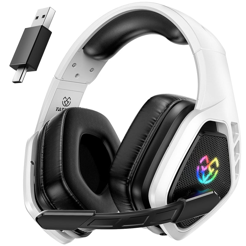 Wireless Gaming Headset for PC, PS5, PS4, 2.4 Ghz USB & Type-C Gaming Headphones with Microphone, 30H Battery Bluetooth Headphones for Switch, Laptop, Mobile, Mac
