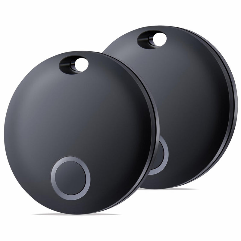 Reyke Smart Tag, Bluetooth Luggage Tracker. Works with Apple Find My (iOS Only), Item Locator for Key, Luggage, Backpack, Wallet, IP67 Waterproof, 2 Pack- Black
