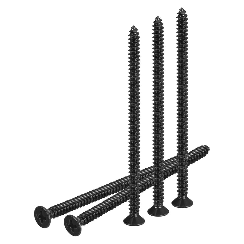 DTGN 100Pcs #10x3-1/2 Flat Head Wood Screws, 304 Stainless Steel Phillips Self Tapping Screws - Good for Woodworking, Furniture - Black #10x3-1/2" 100