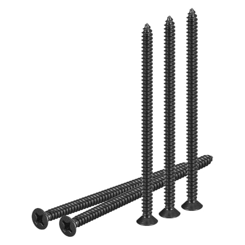 DTGN 100Pcs #12x4 Flat Head Wood Screws, 304 Stainless Steel Phillips Self Tapping Screws - Good for Woodworking, Furniture - Black #12x4" 100