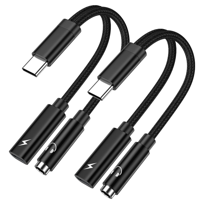 USB C to 3.5mm Headphone and Charger Adapter for Samsung Galaxy A55 A35 S24 S23 Ultra A15 A54 S22 S21, 2 in 1 USB Type C to Aux Audio Jack Adapter with PD 60W Fast Charging Dongle Cable for iPhone 15