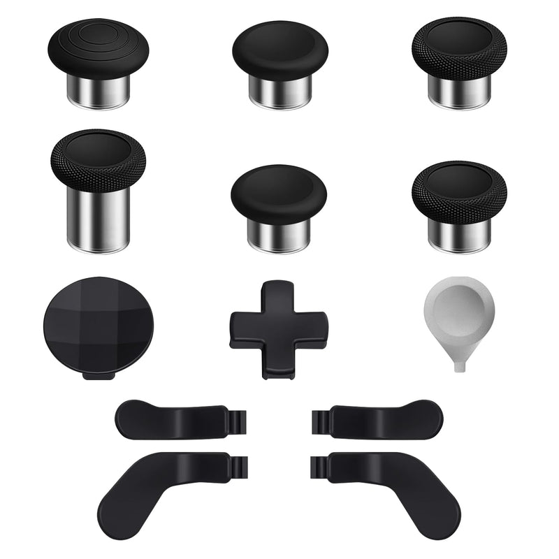 13 in 1 Metal Thumbsticks for Xbox One Elite Series 2, Elite Series 2 Core Controller Parts,Replacement Magnetic Buttons kit Includes 6 Swap Magnetic Joysticks, 4 Paddles, 2 D-Pads, 1 Adjustment Tool Black