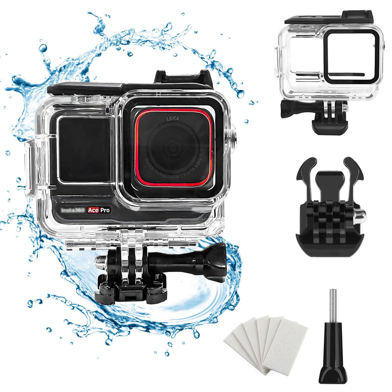 PCTC 60M(197ft) Waterproof Case for Insta360 Ace Pro, Accessories for Insta 360 Ace Pro Waterproof Case,Protective Underwater Dive Housing Shell with Bracket Accessories