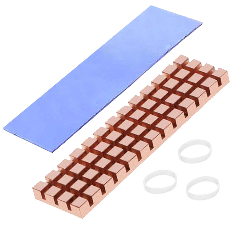 M.2 Heatsink Copper 67x18x6mm 2280 SSD M2 Heatsink Heat Sink with Silicone Based Thermal Pad for Cooling M.2 SSD NVME Laptops Copper:0.24 inch