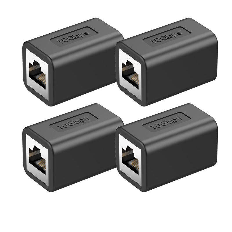 Ethernet Extender 10Gbps RJ45 Ethernet Coupler, in Line Coupler for cat8/Cat7/Cat6/Cat5e/Cat5 Extender Adapter for PC Router Modem PS5 Xbox Female to Female (4 Packs Black) 4Packs