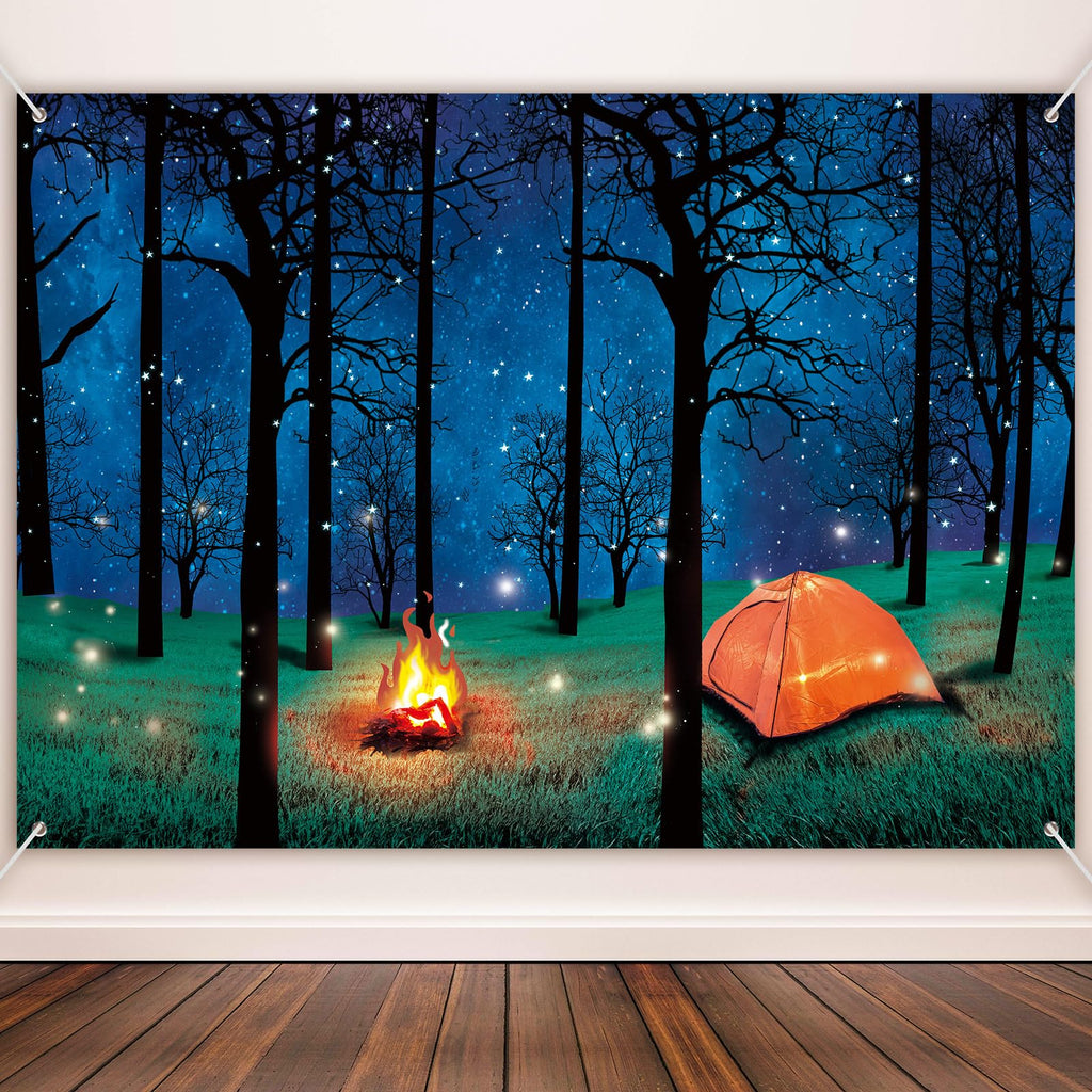 Forest Scene Camping Backdrop Supplies Camping Photography Background Photo Shoot Backdrop Party Decoration for Camping Theme Party Birthday Party Baby Shower (5 x 7 ft) 5 x 7 ft