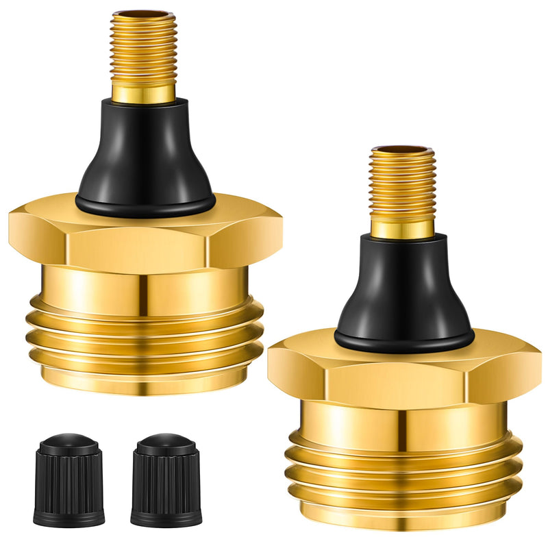 2 Pcs Brass Blow Out Plug for RV Antifreeze, Air Hose Compatible with Schrader Valve to Blow Out RV Water Lines, Winterization Valve for Campers, Motorhomes and Travel Trailers