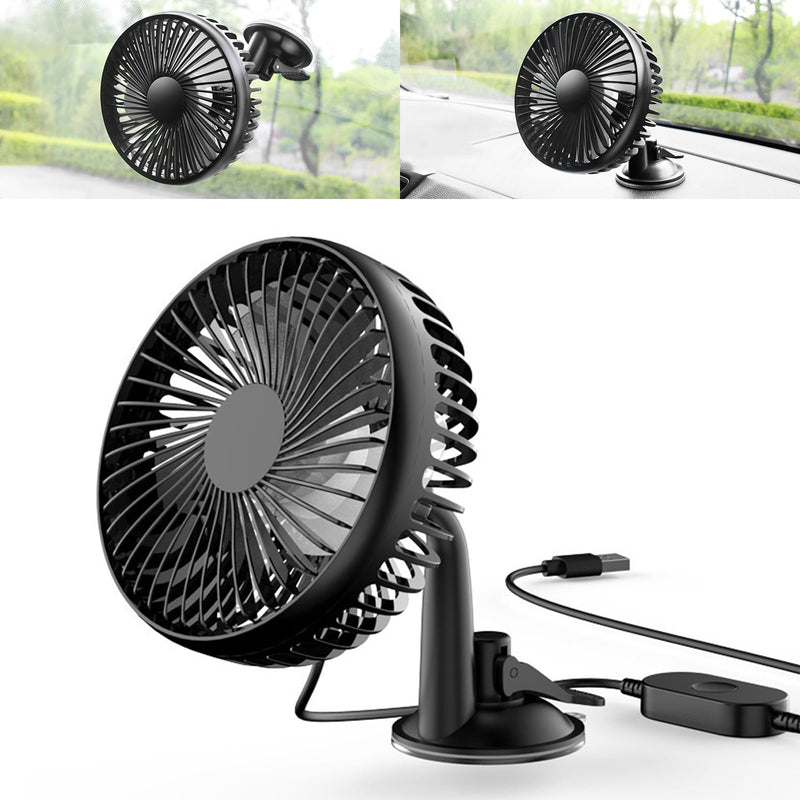 1 PC Car Rear Seat Fans with USB Port, Portable Vehicle Backseat Fans with Suction Cup, 3 Speed Regulation, Universal Automotive Cooling Accessories for Truck SUV Car (Black)
