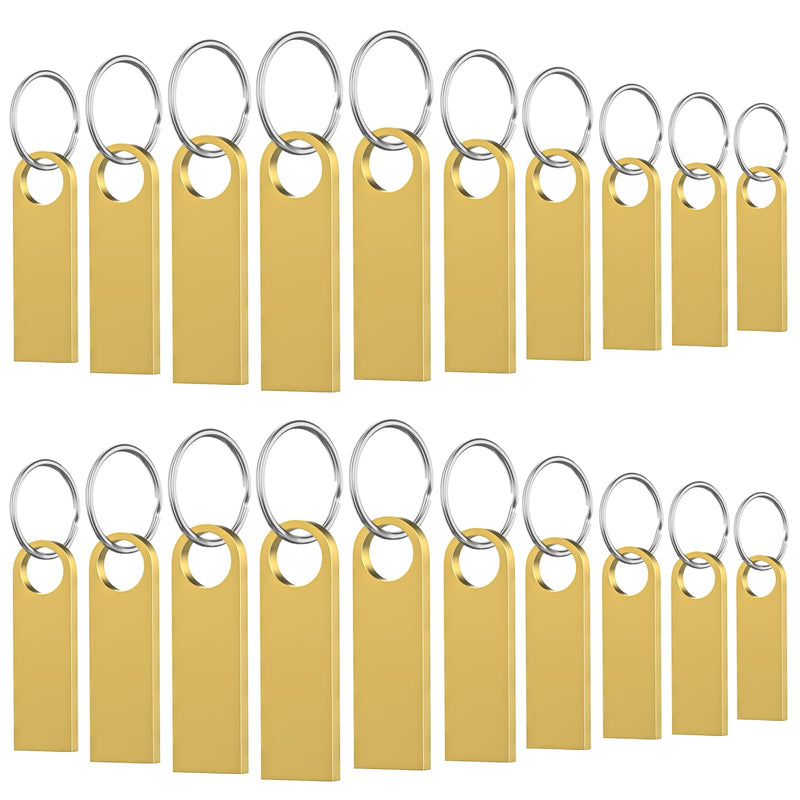 16GB USB Flash Drive 20 Pack, Wooolken Sleek Metal Thumb Drives with Keychains Swivel Memory Stick Pendrive USB 2.0 Jump Zip Drive USB Stick(Gold) 16GB 20PCS Gold