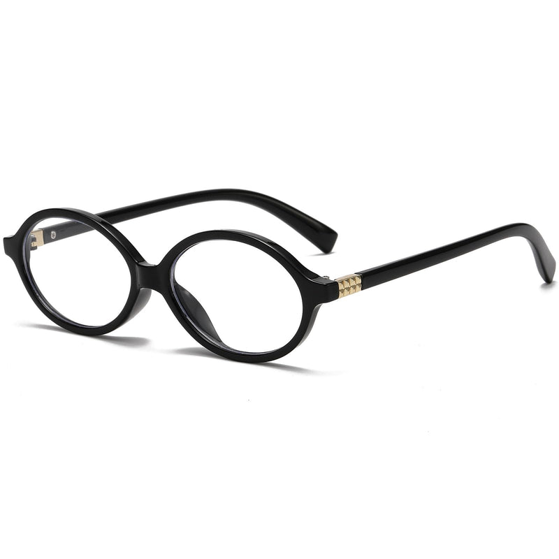 Classic Round Glasses for Women Men Retro Oval Frame Black Blue Light Glasses Small Face Nerd Eyeglasses (Black)