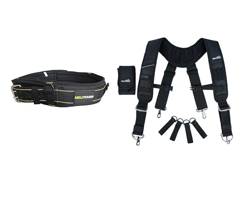 MELOTOUGH Padded Tool Belt Suspenders Construction Bag Suspenders Padded Work belt Suspenders for Carpenter/Electrican/Construction